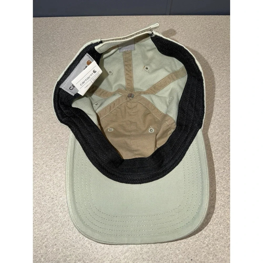 Carhartt‎ Hat Women's Adjustable Mint Green Canvas Patch Spellout 100141 One Sz